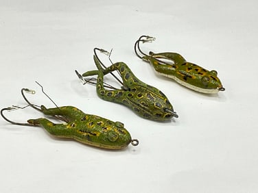 Three Vintage Frog Fishing Lures
