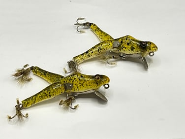 Two (2) Vintage Paw Paw Frog Fishing Lures