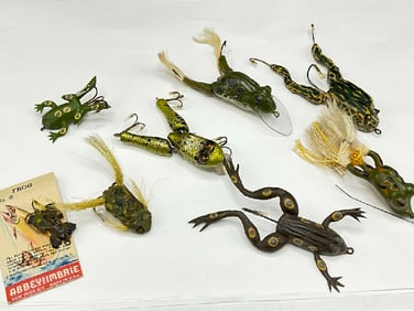 Eight (8) Vintage Frog Fishing Lures