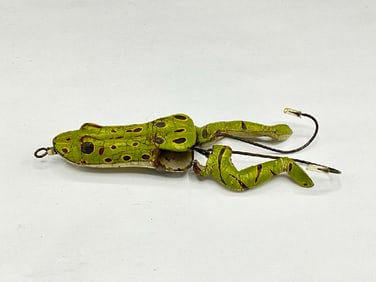 Vintage Carved Wood Frog Fishing Lure