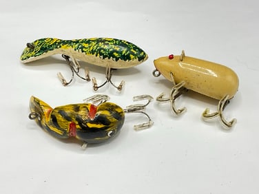 Three (3) Early Wood Fishing Lures - Bud Stewart