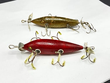 Two (2) Early Wood Fishing Lures- Heddon Dowagiac