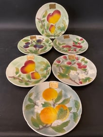 (6) St. Clemente France Barbotine Fruit Themed Plates