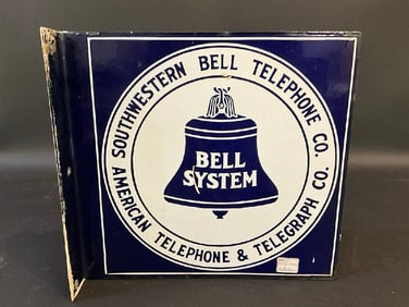 Vintage Bell System Enameled Side Mount Telephone Sign