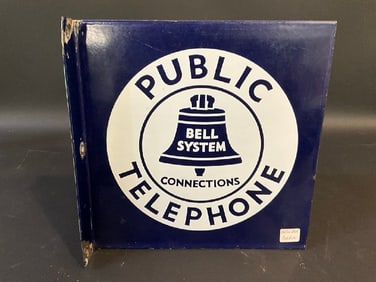 Vintage Bell System Enameled Side Mount Telephone Sign