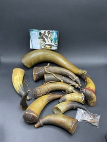Lot Of 12 Antique Powder Horns- Estate Found Collection