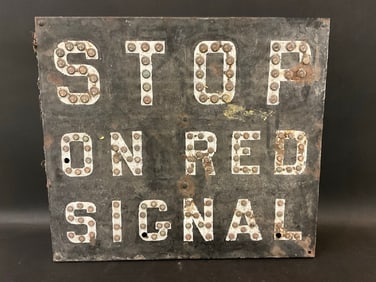 Old “Stop On Red Signal"  Railroad Sign Cat Eye
