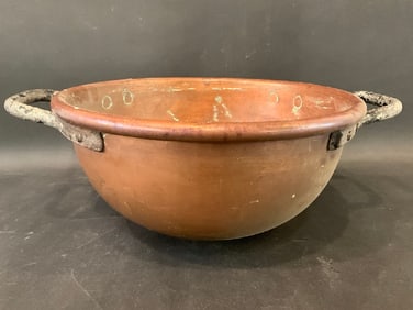 Antique Double Handled Copper Candy Bowl