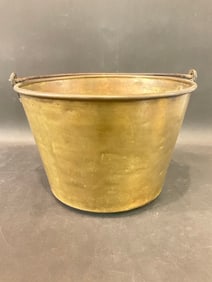 Antique Brass Bucket w/ Wrought Iron Handle - N.Y&E