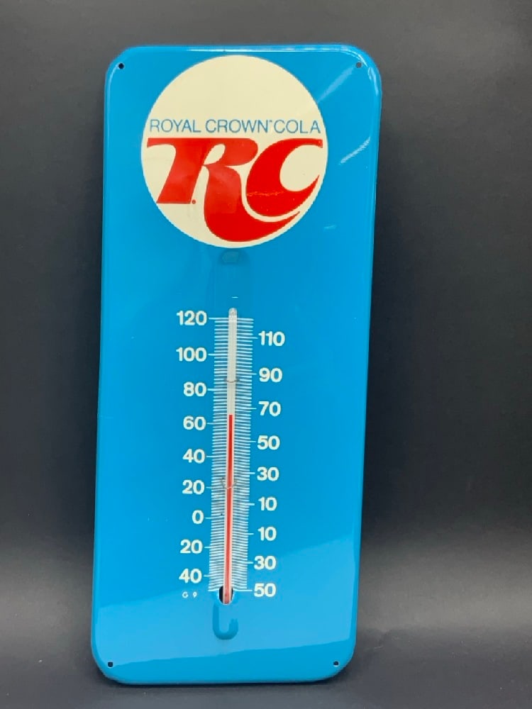 RC Cola Metal Thermometer: RC Cola Metal Thermometer.Dimensions: 13 1/2” x 6” Note: Slightly Bent