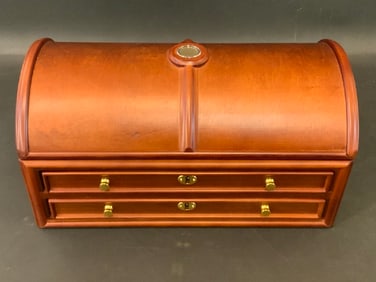 Gold Plated US State Quarters Collectors Wooden Treasure Chest