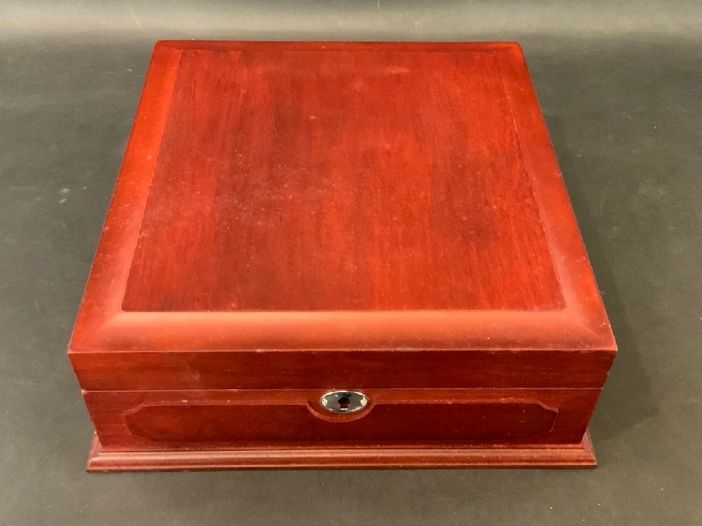 Americas Finest Coinage Locking Wooden Chest with Seven (7) U.S. Proof Sets: Americas Finest Coinage Locking Wooden Chest with Seven (7) U.S. Proof Sets Included. Dimensions: 14”x13”x5” .