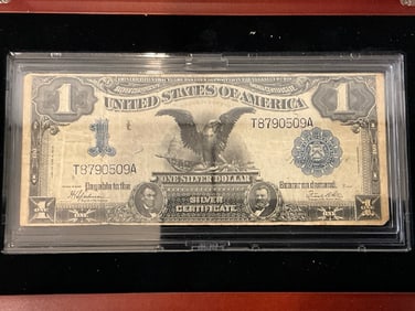 1899 $1 Silver Certificate Large Note “Black Eagle?? In wooden Display