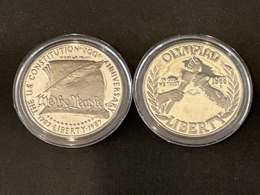 1987-S and 1988-S 90% Silver U.S. Proof Dollars