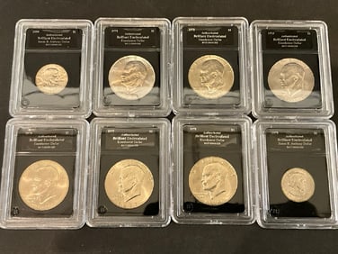 Lot of 8 Bradford Mint Brilliant Uncirculated US Dollars
