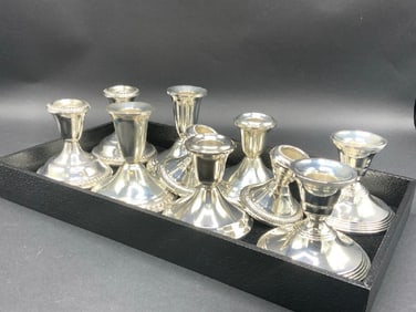 Five (5) Pairs Weighted Sterling Silver Candlesticks