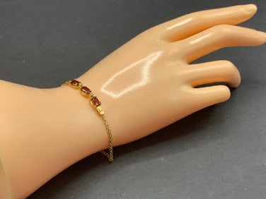 14K Garnet and Diamond Bracelet