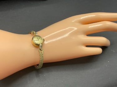 Women’s 14K Yellow Gold  Omega Wristwatch w/ Diamonds