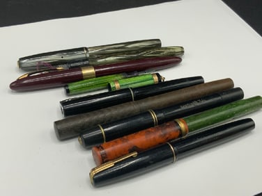 Nine (9) Fountain Pens with 14K Gold Nibs