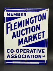 Flemington Auction Market Enameled Metal Sign