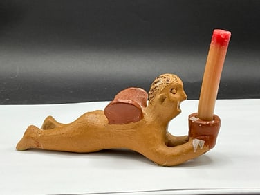 Vintage Terracotta Pottery Angel Candleholder