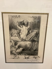 Louis Icart (1888-1950) "Side by Side"  1947 Le Sopha Erotica