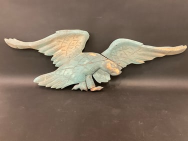 19th Century Carved Blue Painted Eagle