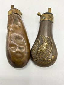(2) Early 19th Century Copper/Brass Powder Flasks