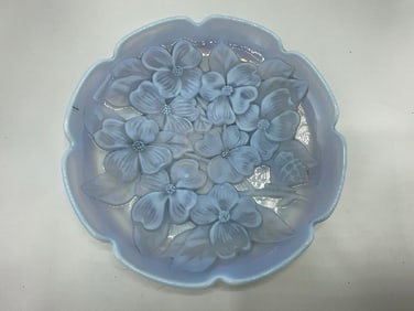 Opalescent Glass Dogwood Flower Charger