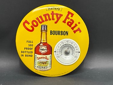 Haller’s County Fair Bourbon Advertising Barometer Sign
