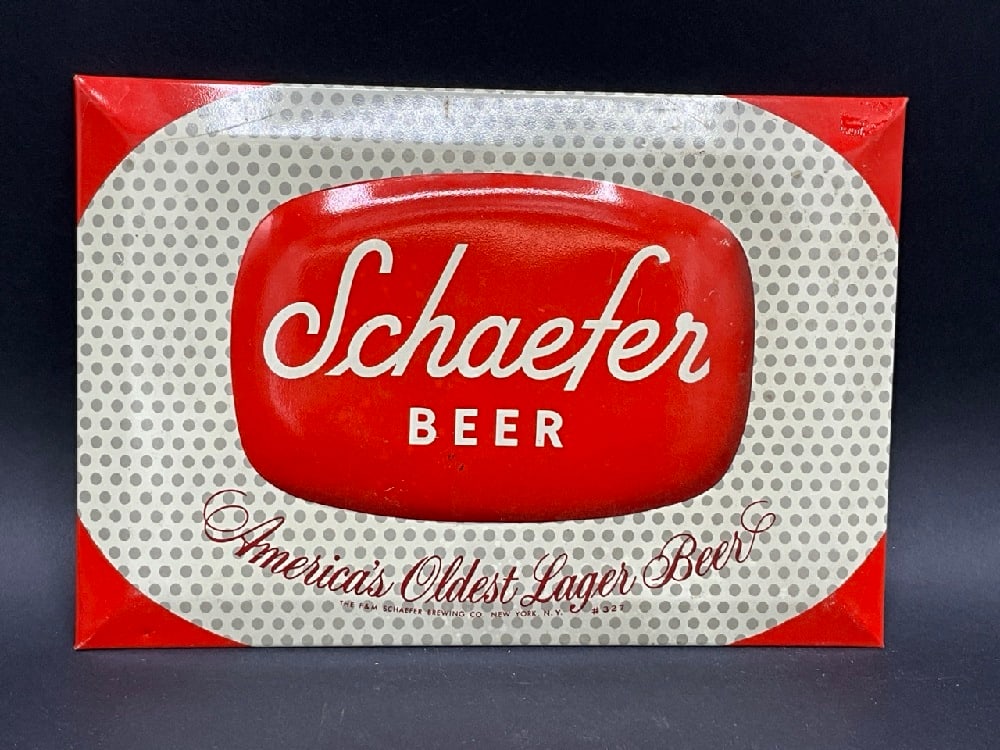 Vintage Schaefer Beer New York Bar Advertising Sign: Vintage Schaefer Beer New York Bar Advertising Sign.Dimensions: 6 3/4” x 9 1/2” x 1”