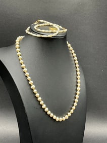 Compiled Gold Jewelry and Pearl Grouping