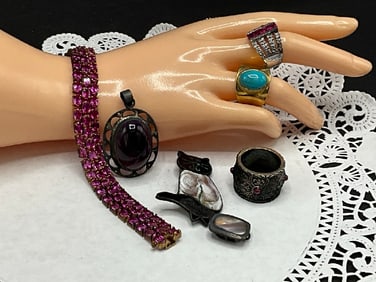 Compiled Estate Sterling Silver Jewelry Group