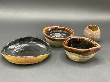 Four (4) Piece Compiled Mid Century Art pottery