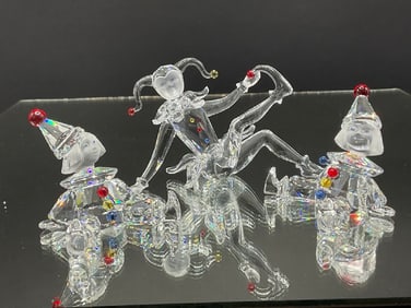 Three (3) Swarovski Clowns and Jester Crystal Figurines