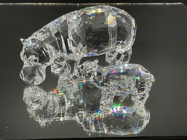 Swarovski Crystal Hippo and Baby
