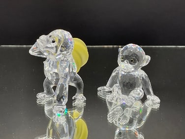 Two (2) Swarovski Crystal Monkeys