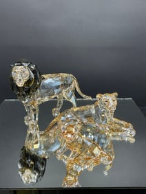 Swarovski Crystal Lion Family