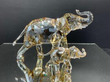Swarovski Crystal Mother and Baby Elephant