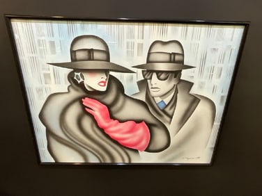Erik Freyman "Woman with Red Glove and Man" Signed Print 1984