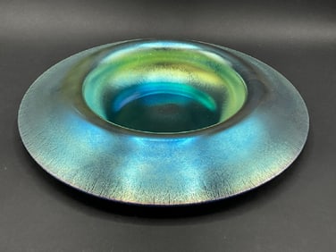 Steuben Blue Aurene Calcite Centerpiece Bowl