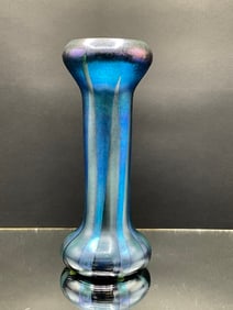 Tiffany 8"h Blue Favrile Glass Vase c. 1905