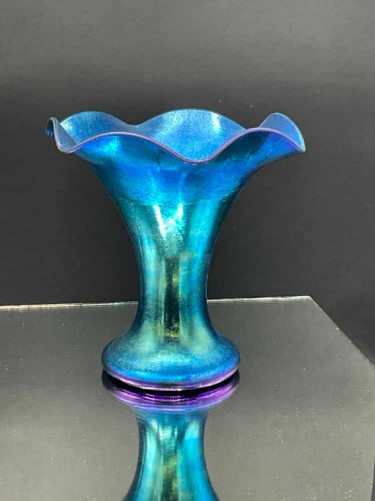 Steuben Blue Aurene Art Glass Vase (1 of 5)