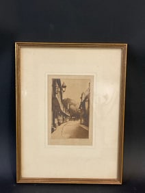 Signed And Framed Original Charles Dickens Etching “Malt Mill Lane Alcester