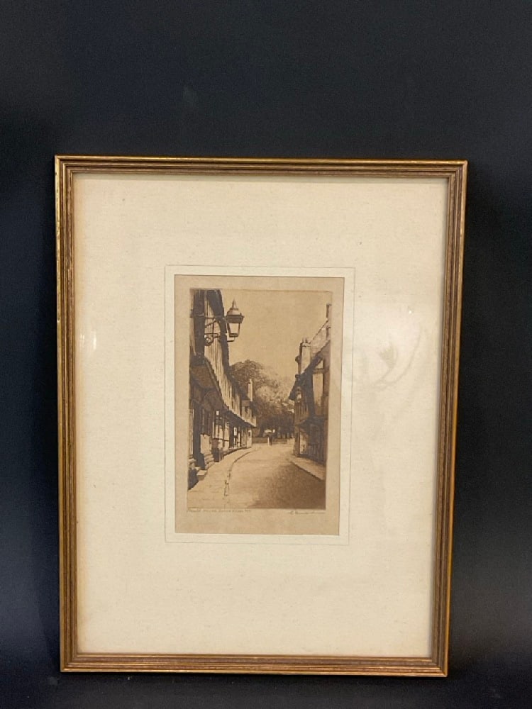 Signed And Framed Original Charles Dickens Etching “Malt Mill Lane Alcester (1 of 6)