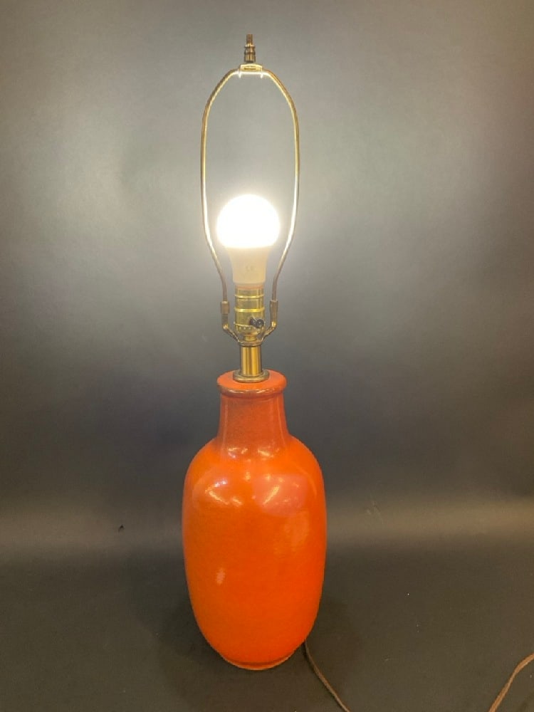 MCM Burnt Orange Ceramic Table Lamp (1 of 5)