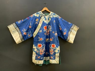 Early 20th c. Chinese Embroidered Satin Robe