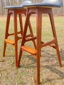 A Pair, Erik Buch Denmark Danish Modern Rosewood Bar Stools