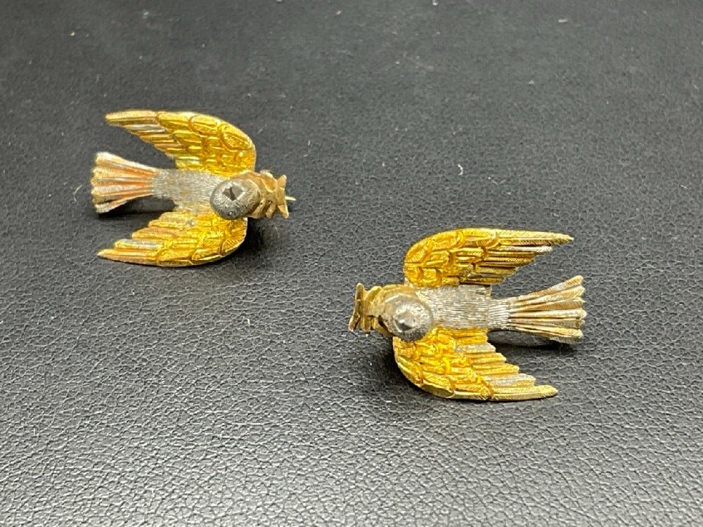 A Pair, Sweet Little 18K and Platinum Bird Pins (1 of 5)