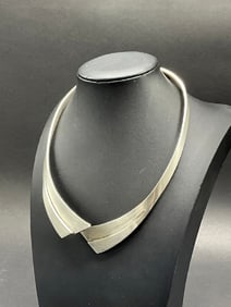 Vintage Taxco Mexican Sterling Silver Hinged Choker Necklace